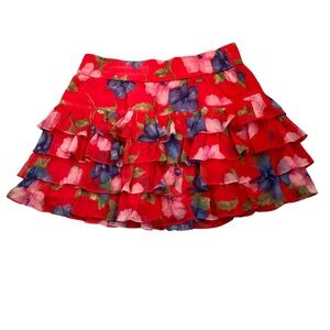 Hollister Tiered Chiffon Floral Miniskirt Size L